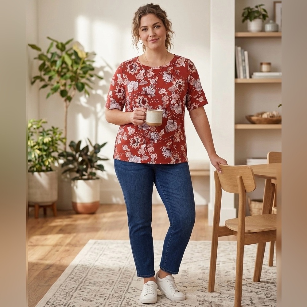 Liz Claiborne Red Boxy Blouse